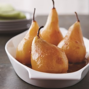 Wine Poached Pear with Butterscotch Sauce