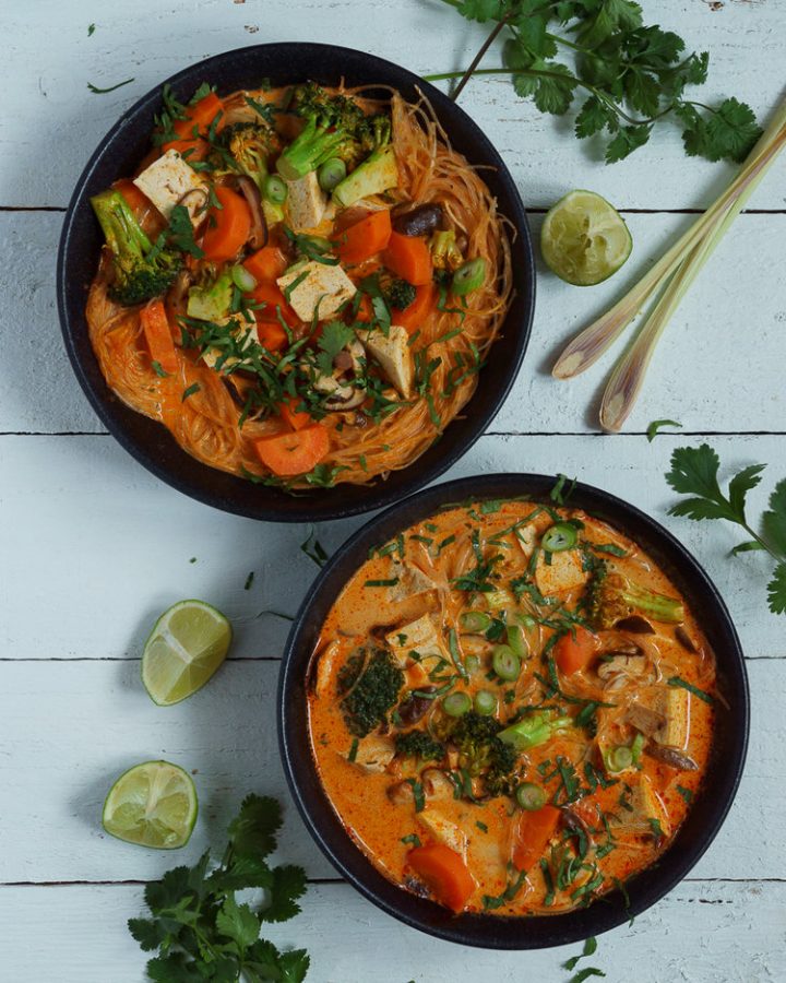 Coconut Lemongrass Curry with rice noodles