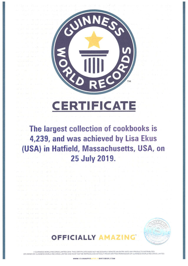 Guinness Book of World Records for the largest personal cookbook collection in the world