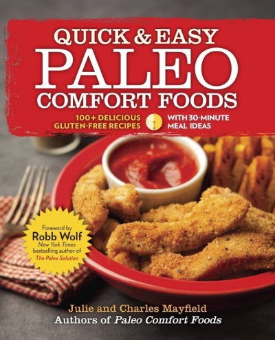 Cookbook cover for quick and easy paleo comfort foods