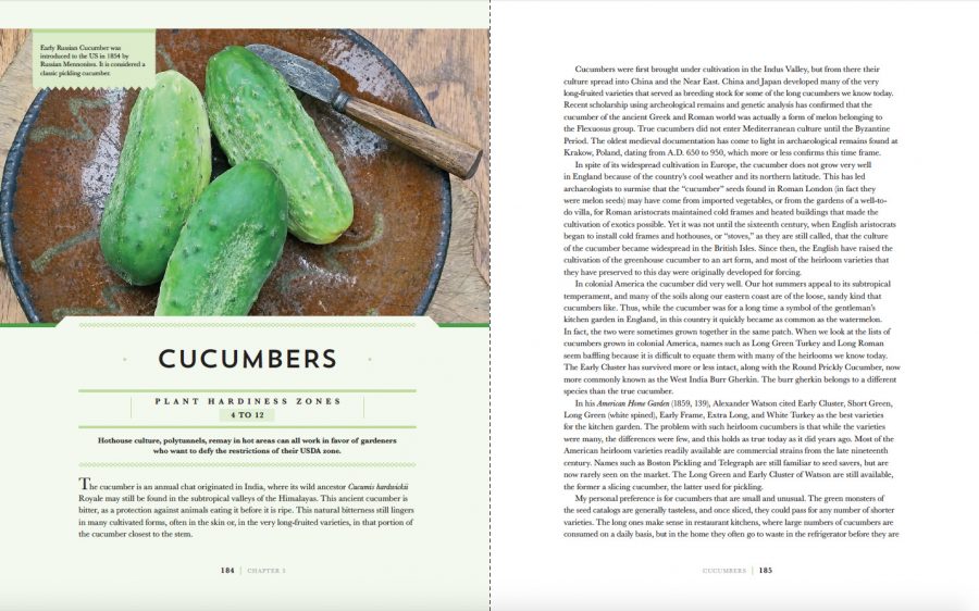Cucumber description from HEIRLOOM VEGETABLE GARDENING